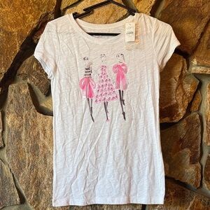 LOFT White and Pink Fashion Graphic Tee